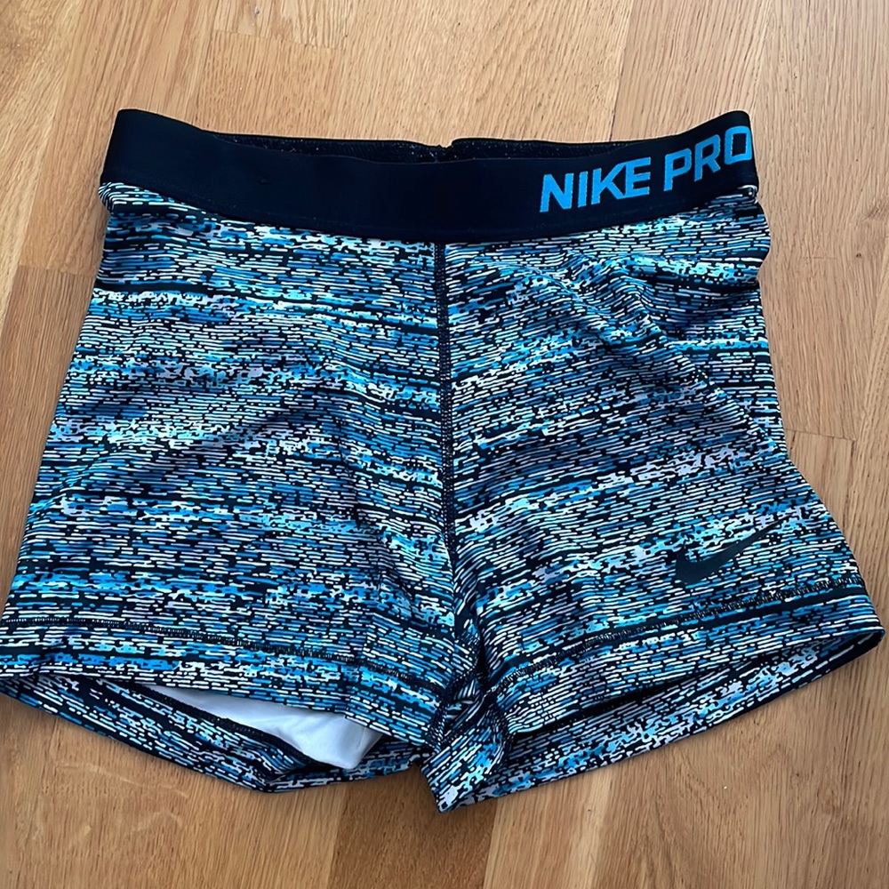 Blue Nike Pro Spandex Shorts